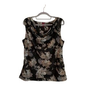 212 Collection Black and Cream Floral Blouse